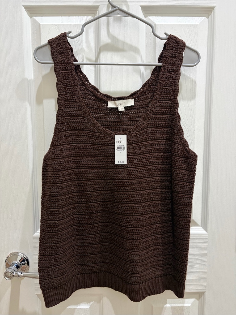 LOFT Chocolate Brown Crochet Knit Tank Top